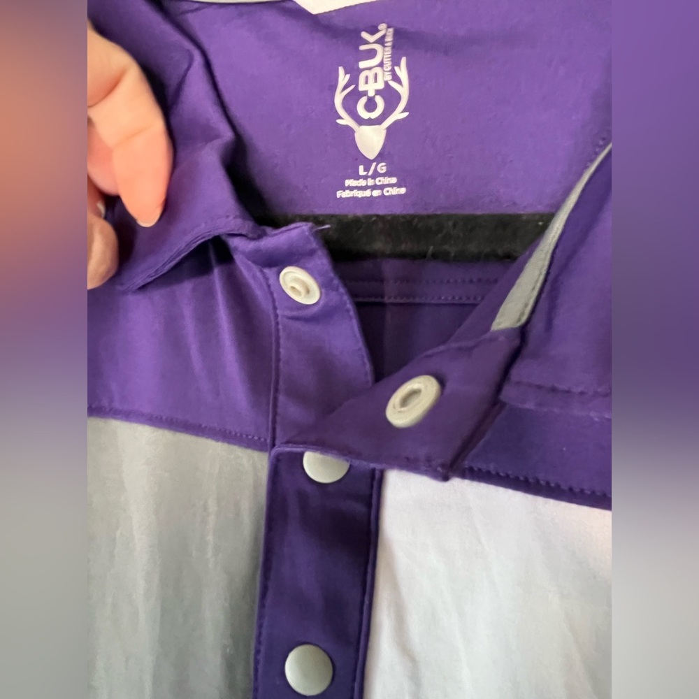 CBUK by Cutter & Buck Men's Logan Polo Golf Shirt Purple Gray White Size Large - Picture 3 of 5